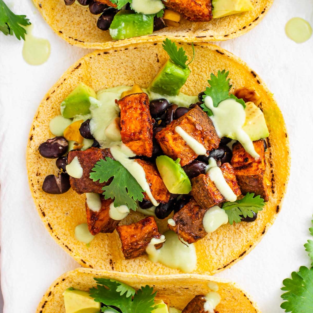 Sweet Potato & Black Bean Tacos on a plate
